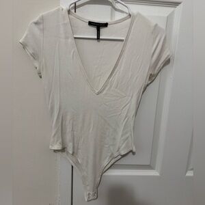Cream V-Neck Bodysuit